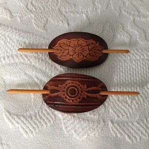 Hand-made leather barrettes